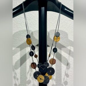Vintage Multi-strand Beaded Disc Charm Necklace